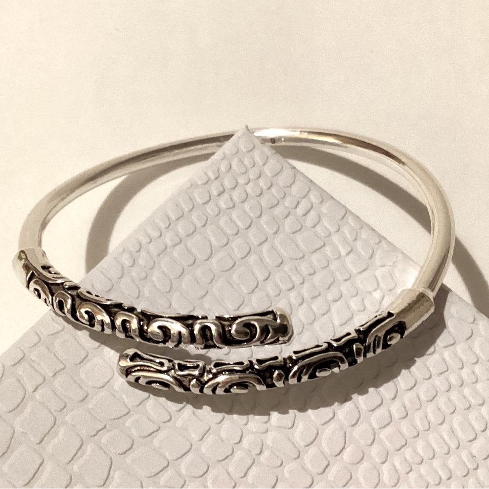 Vintage Embossed Solid Sterling Silver Adjustable… - image 3
